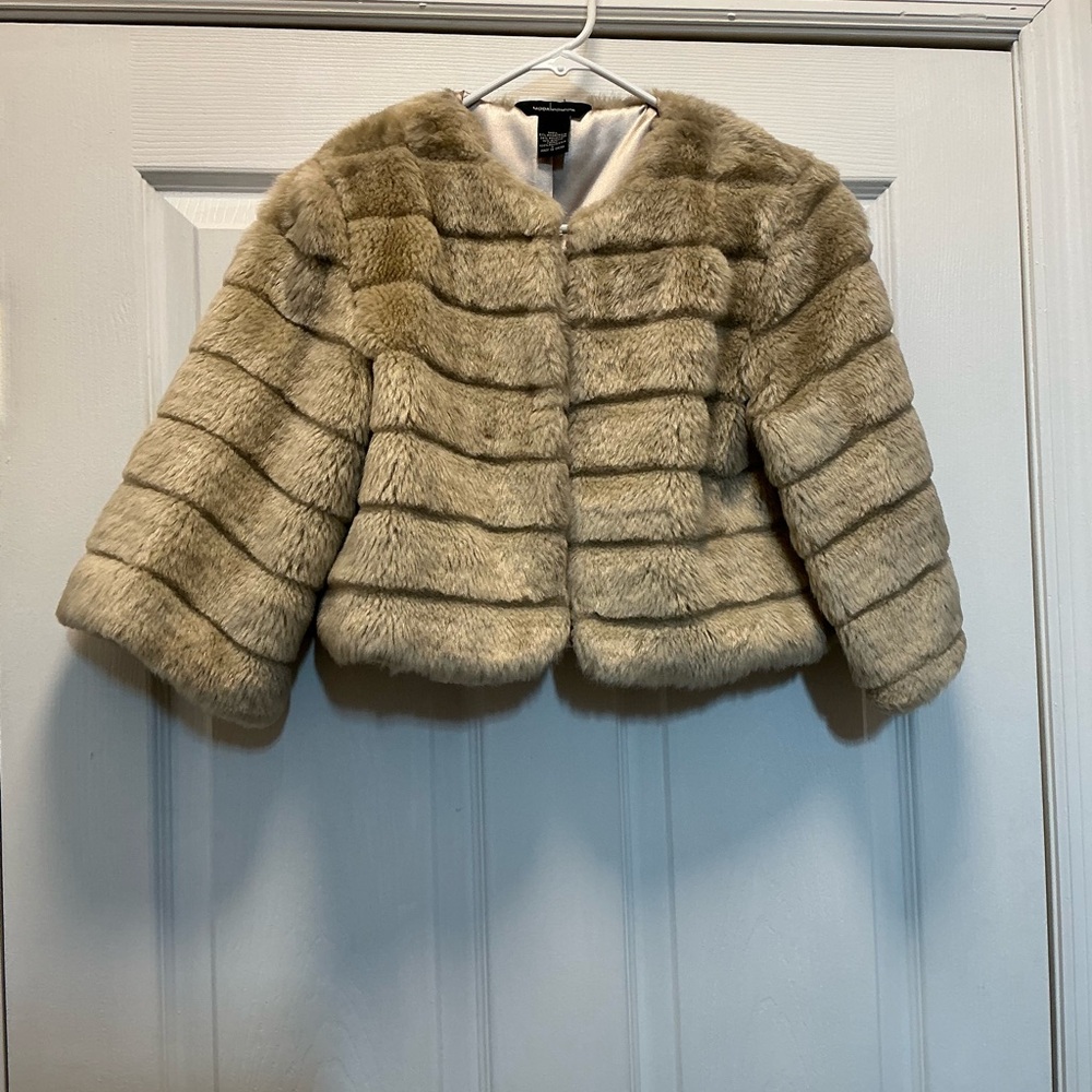 Moda International Faux Fur Jacket in Cream